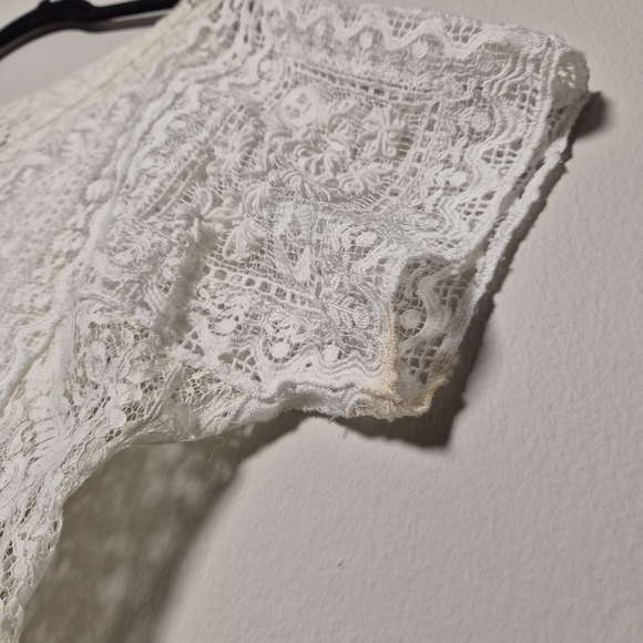 Ralph Lauren RARE Prarie Cottagecore Lace Crotchet White Mini Dress With Slip S - Picture 3 of 12